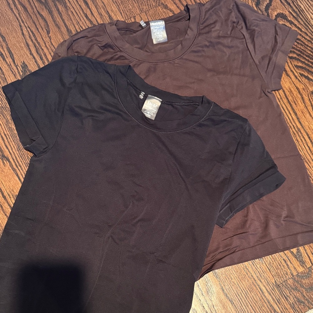 Aritzia Set of Two Black and Brown T-Shirts
